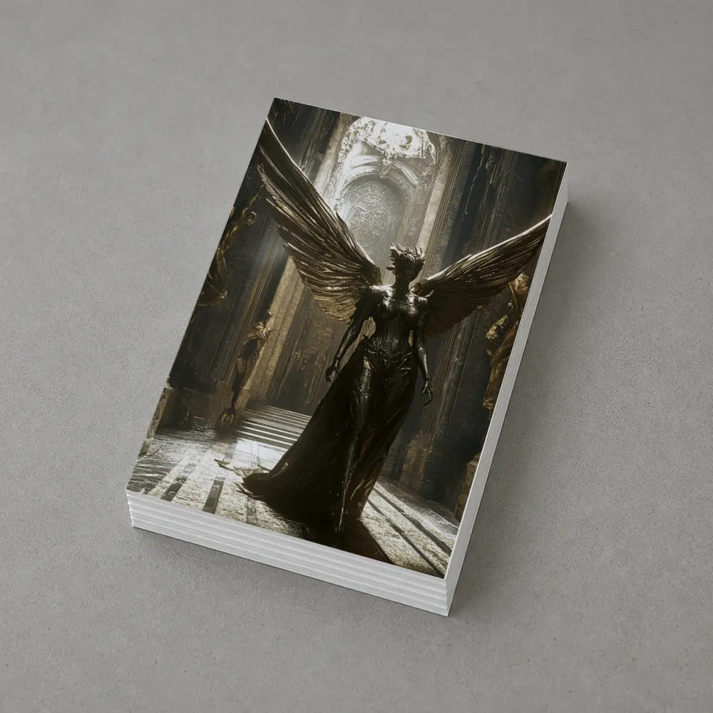 Dark Angel Statue Golden Wings Ancient Hall – Postcards