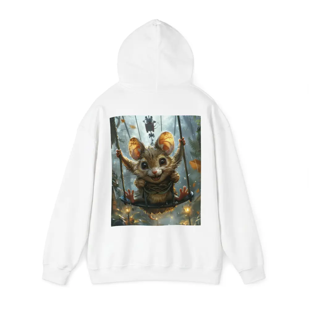 Cute Mouse on Swing Rainy Forest – Hoodies