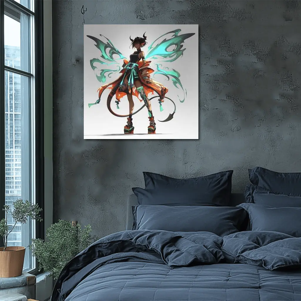 Anime Demon Fairy Girl Dark Fantasy Art – Wall Art