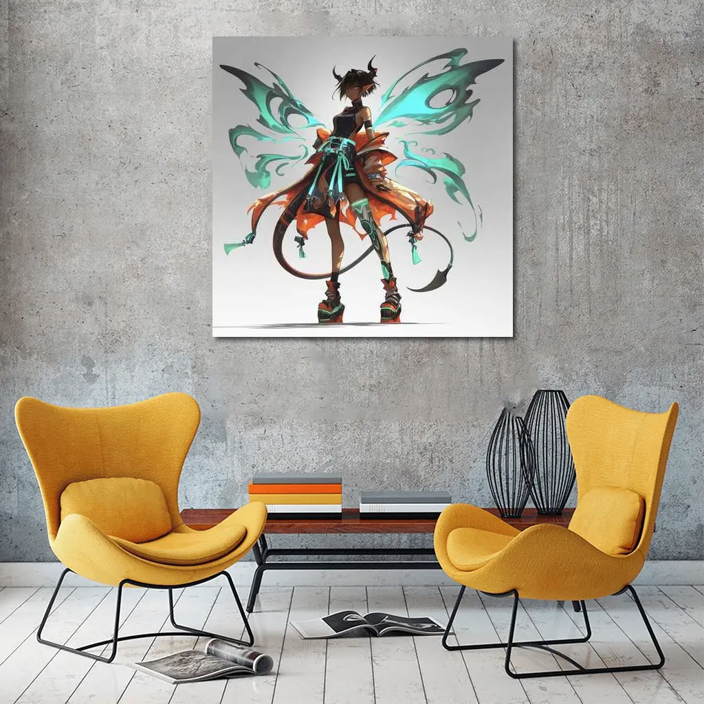 Anime Demon Fairy Girl Dark Fantasy Art – Wall Art