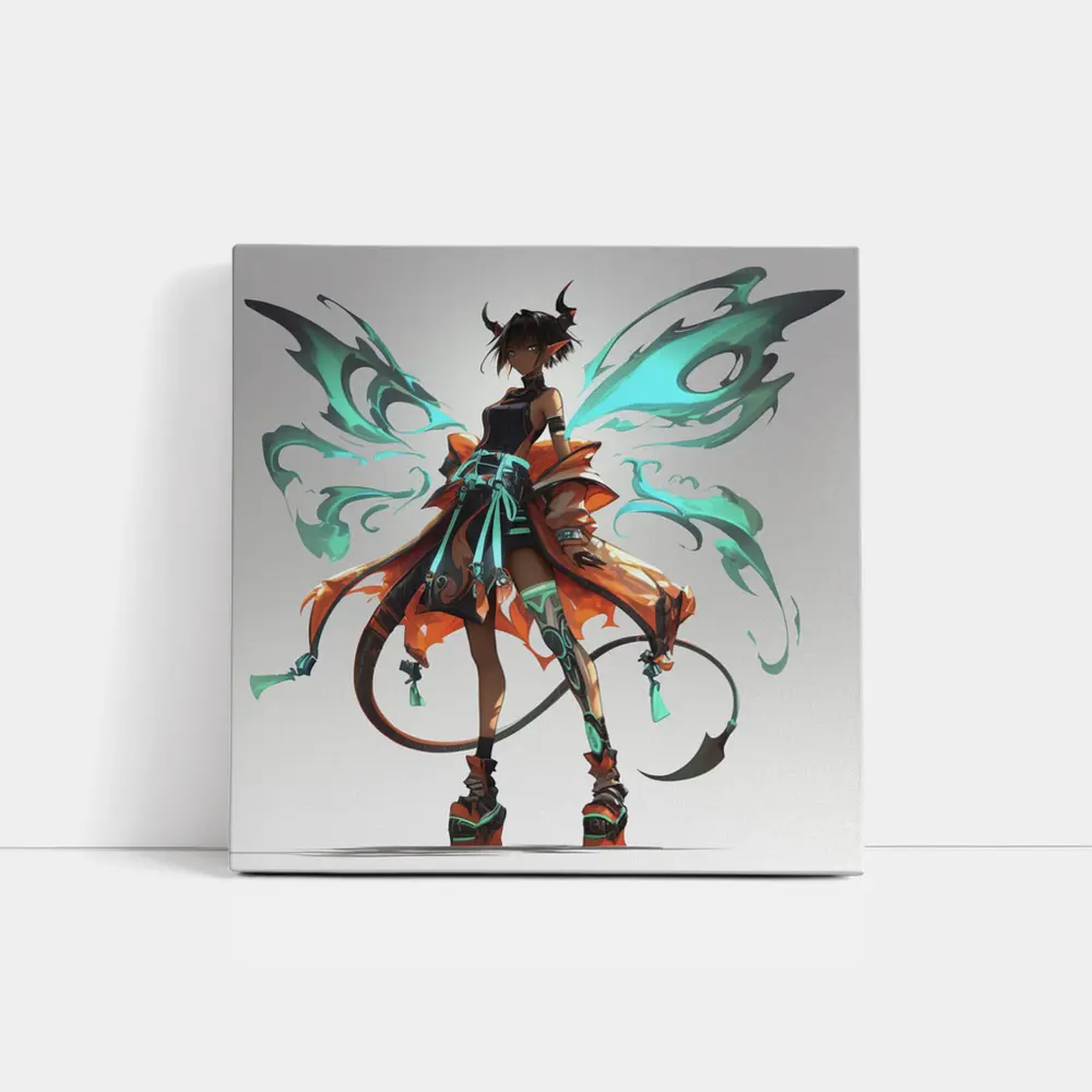 Anime Demon Fairy Girl Dark Fantasy Art – Wall Art