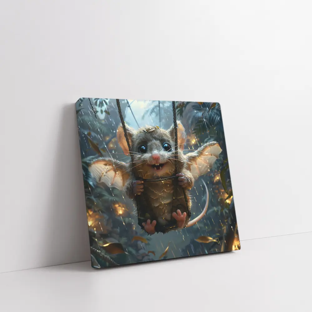 Fantasy Possum On Swing Rainy Forest – Wall Art