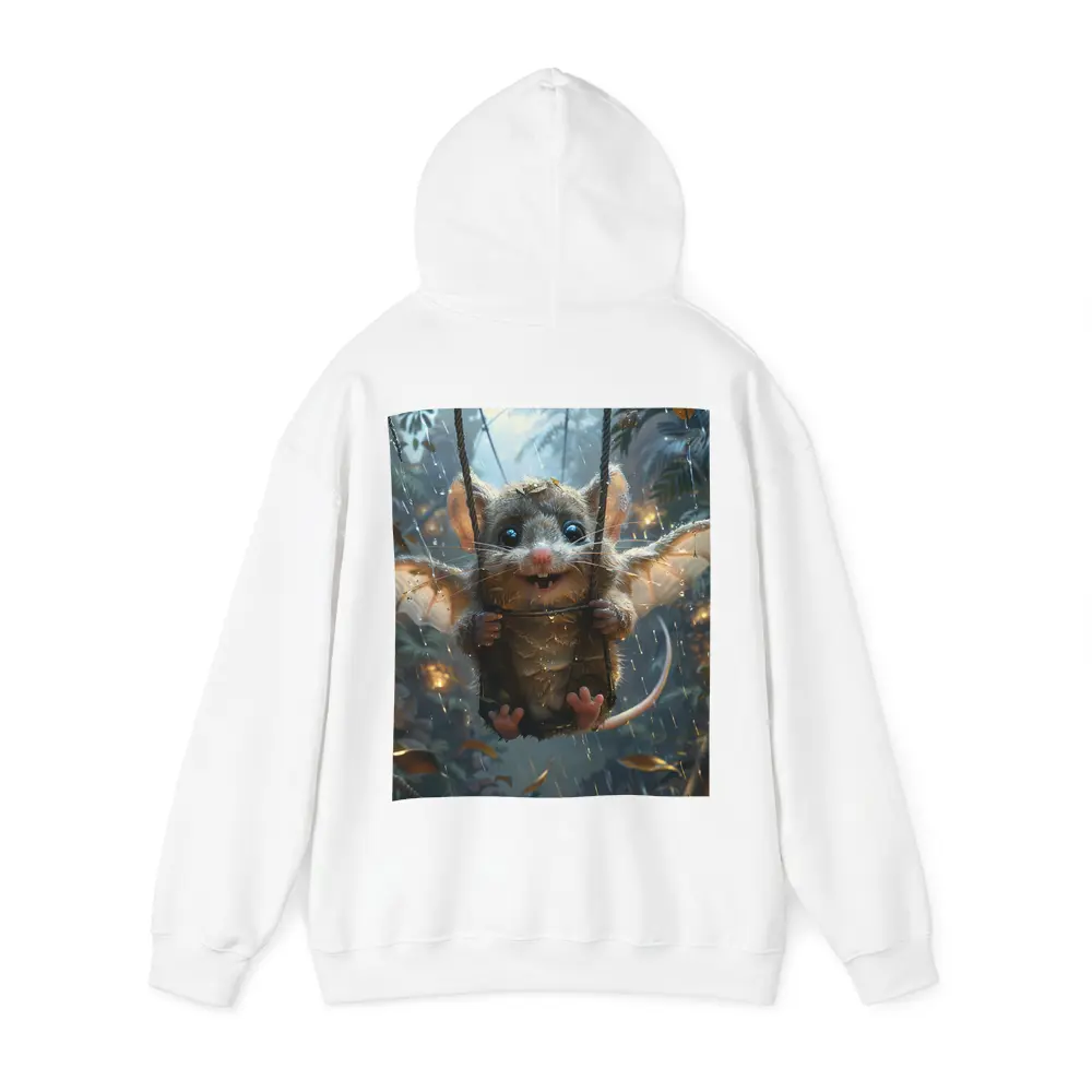 Fantasy Possum On Swing Rainy Forest – Hoodies