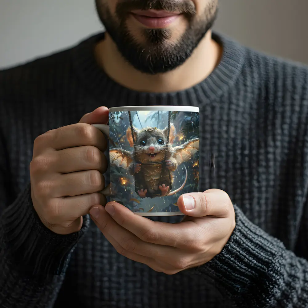 Fantasy Possum On Swing Rainy Forest – Mugs