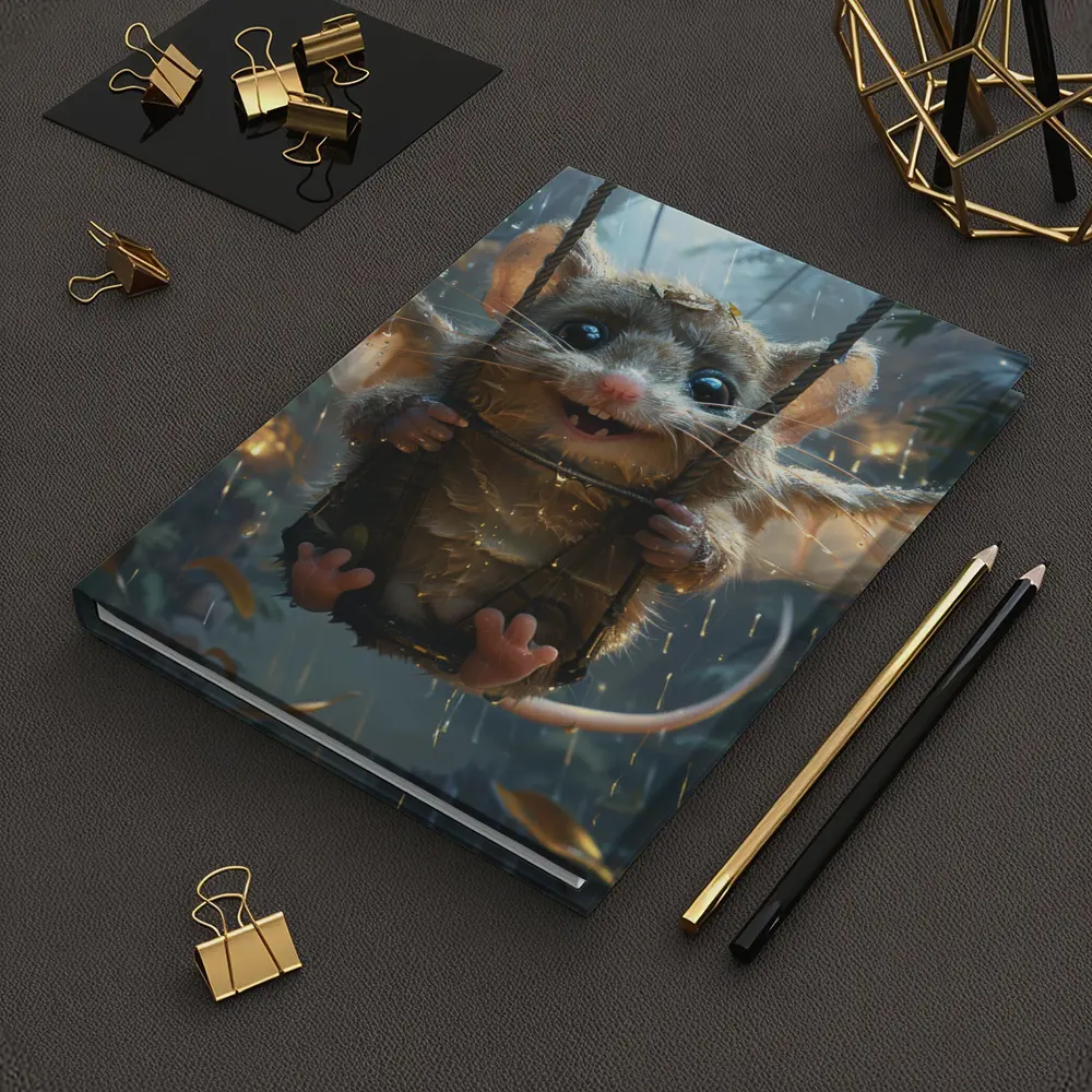 Fantasy Possum On Swing Rainy Forest – Notebooks