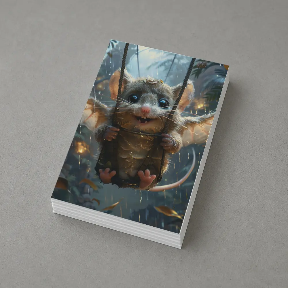 Fantasy Possum On Swing Rainy Forest – Postcards