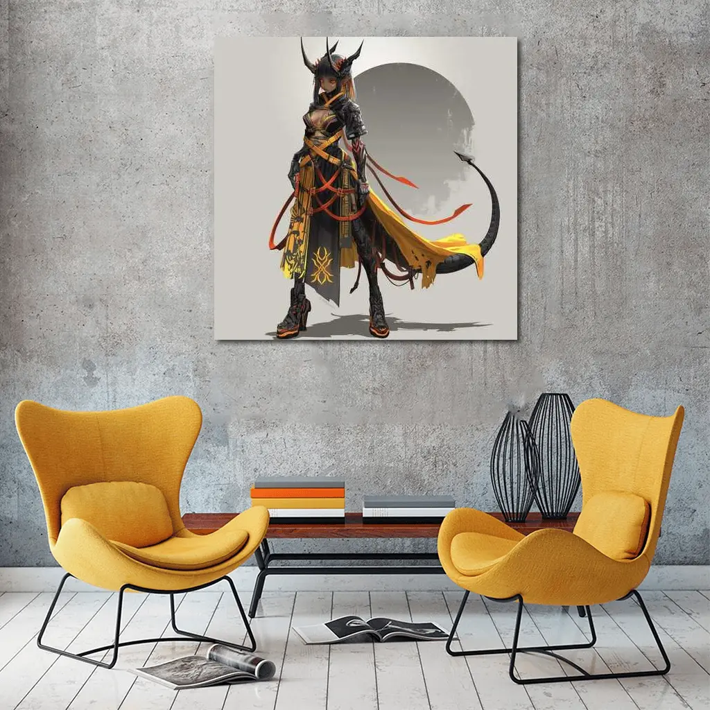 Dark Demon Warrior Girl Anime Fantasy Art – Wall Art