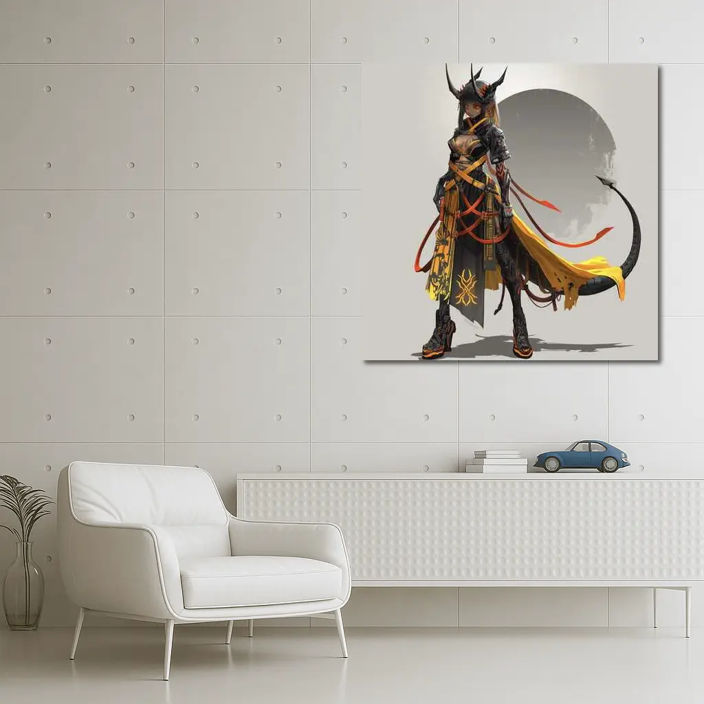 Dark Demon Warrior Girl Anime Fantasy Art – Wall Art