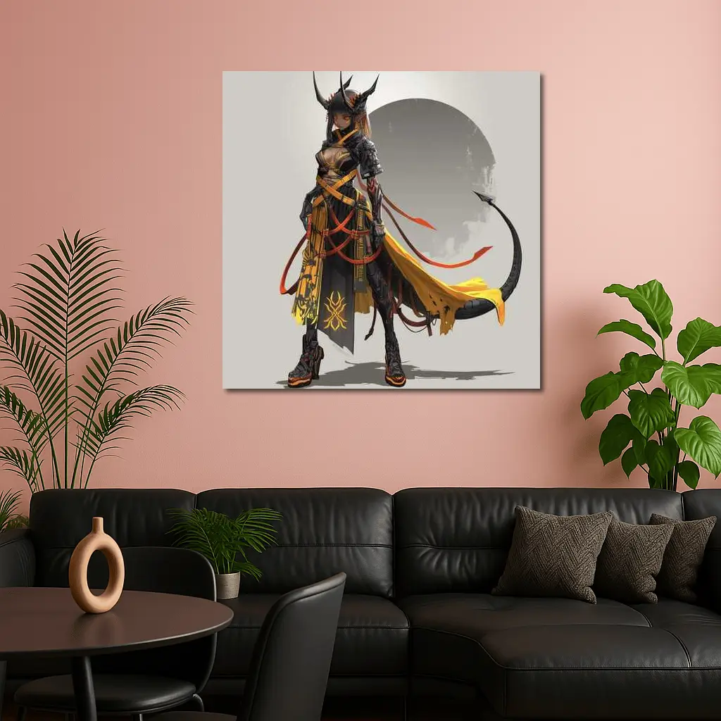 Dark Demon Warrior Girl Anime Fantasy Art – Wall Art