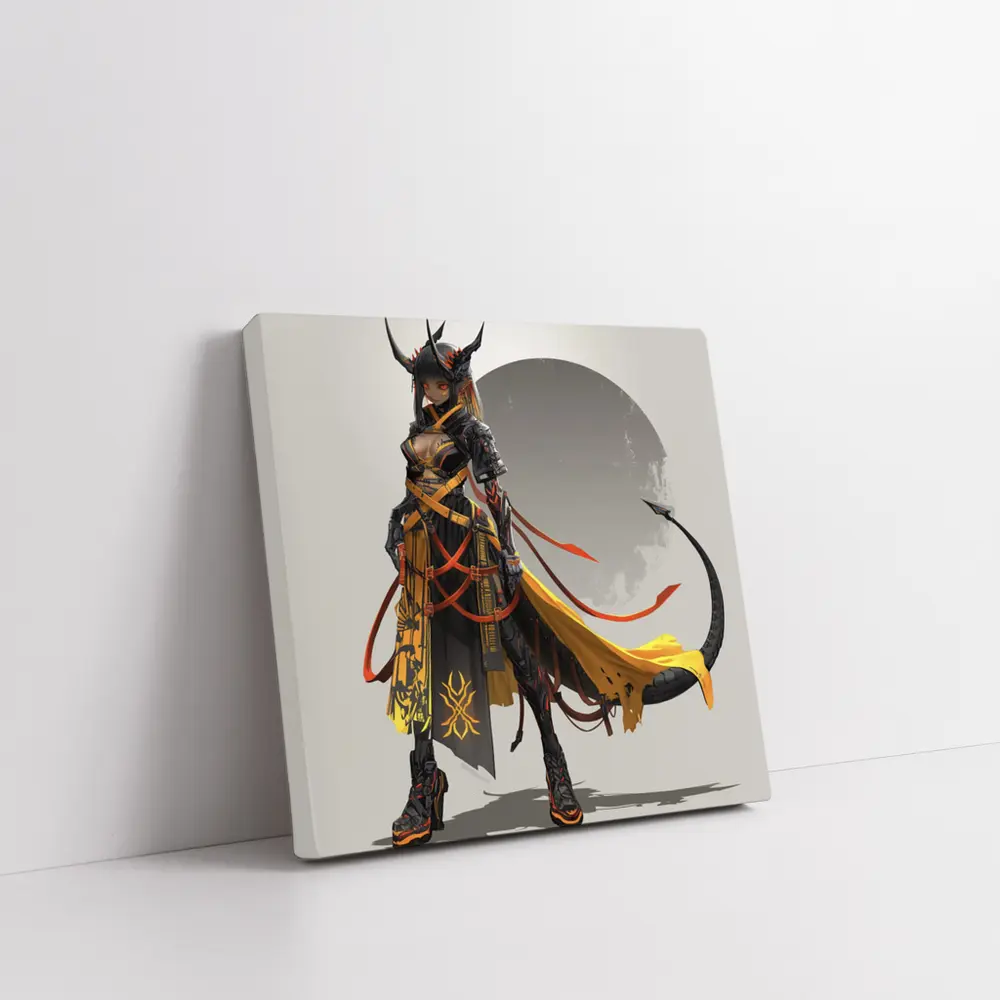 Dark Demon Warrior Girl Anime Fantasy Art – Wall Art