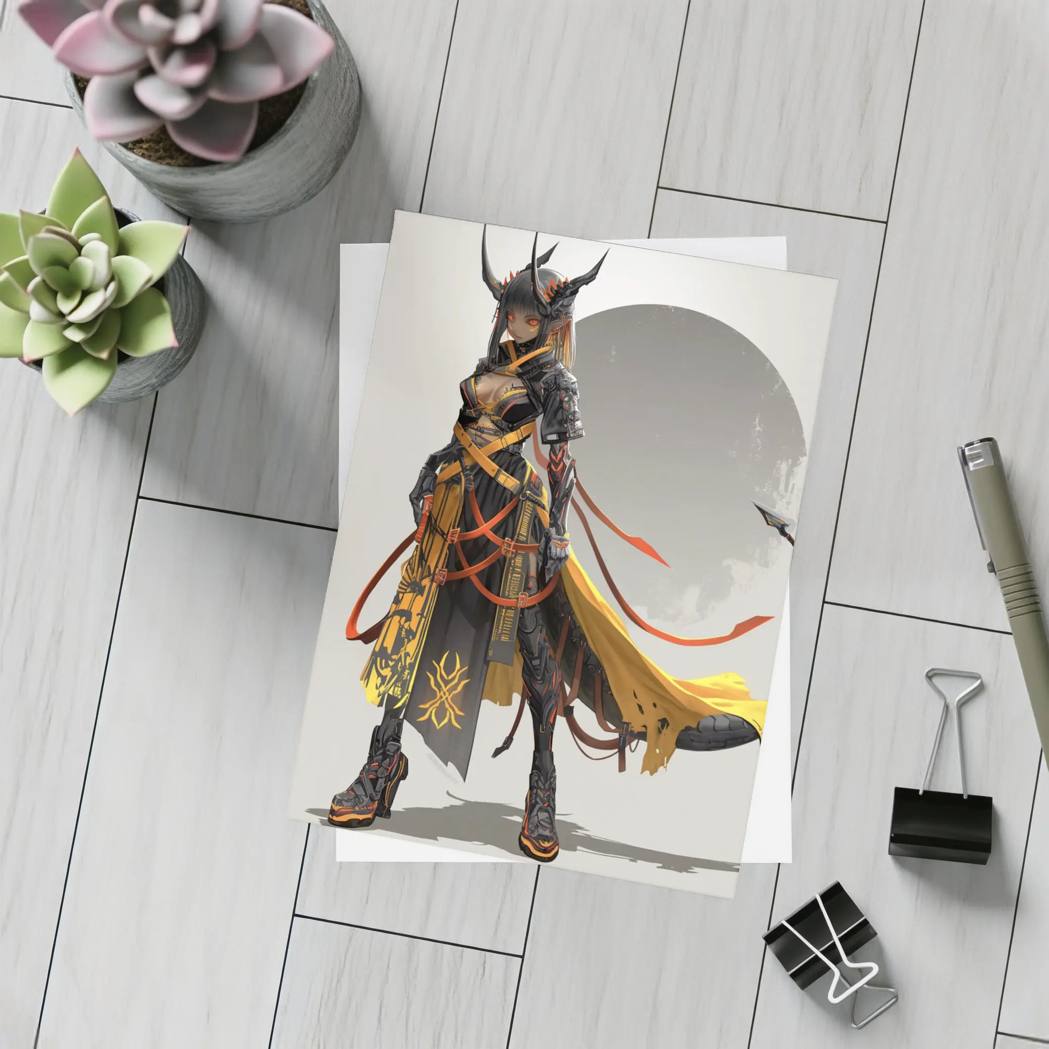 Dark Demon Warrior Girl Anime Fantasy Art – Postcards