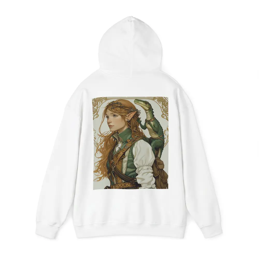 Elf Girl With Dragon Fantasy Art Nouveau – Hoodies