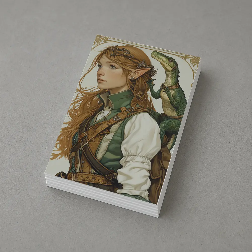 Elf Girl With Dragon Fantasy Art Nouveau – Postcards