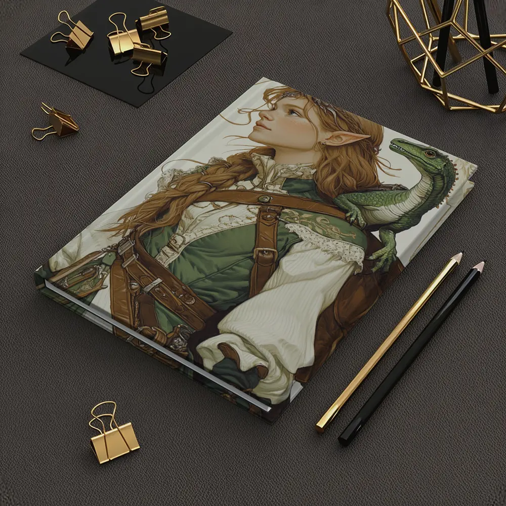 Elf Ranger Girl With Baby Dragon Fantasy Art – Notebooks