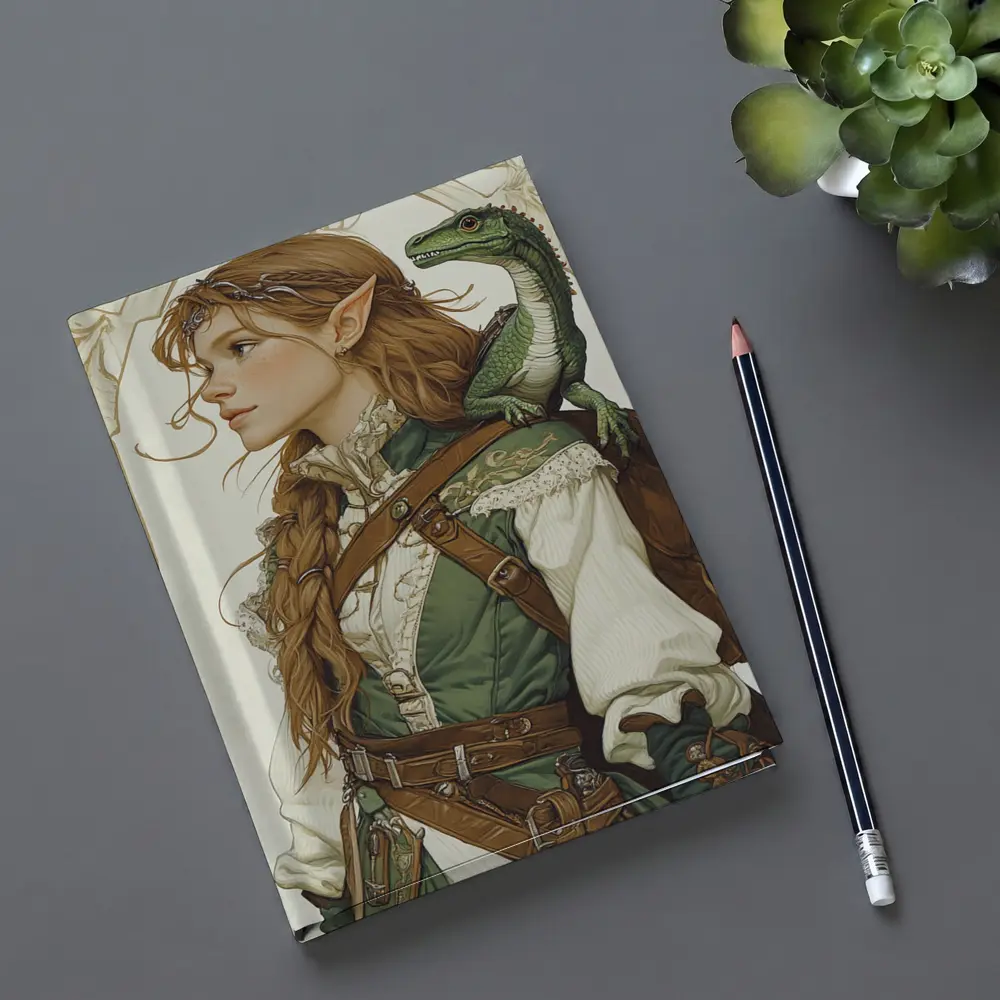 Elf Ranger Girl With Baby Dragon Fantasy Art – Notebooks