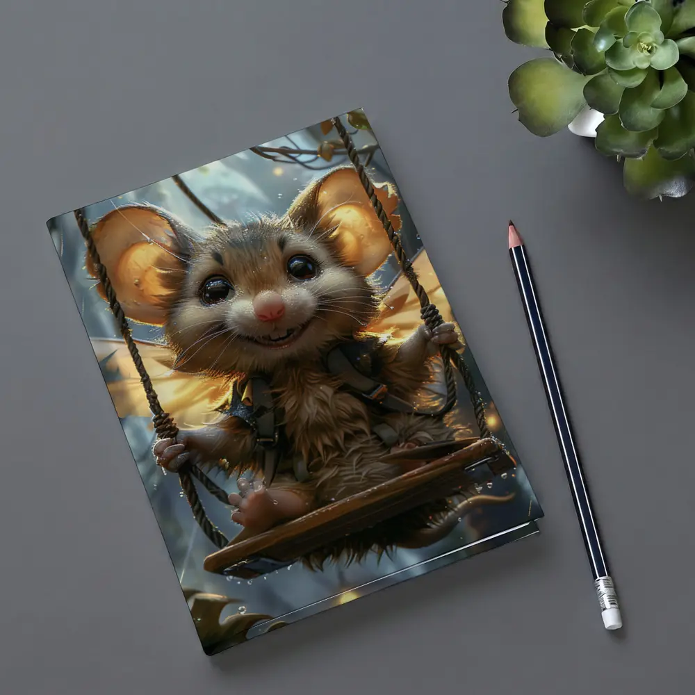 Fantasy Mouse Fairy Swinging In Enchanted Forest – Notebooks