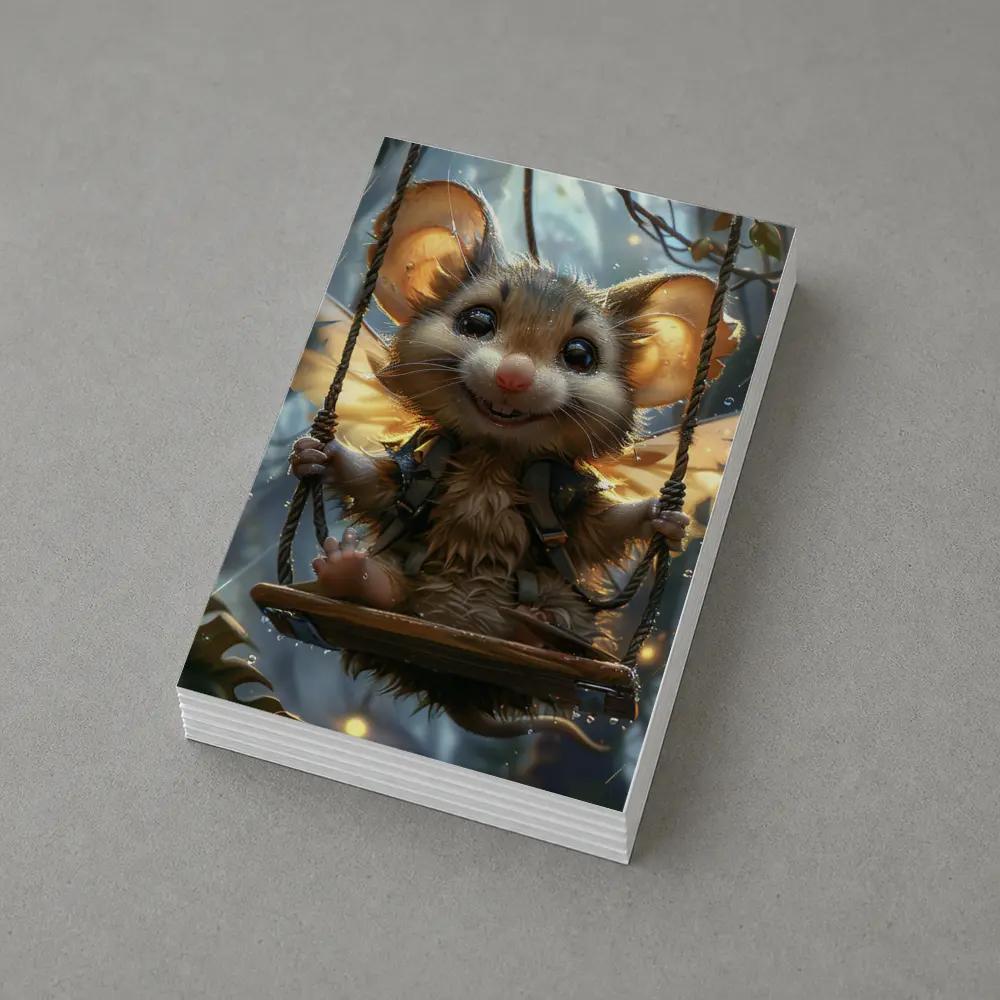 Fantasy Mouse Fairy Swinging In Enchanted Forest – Postcards