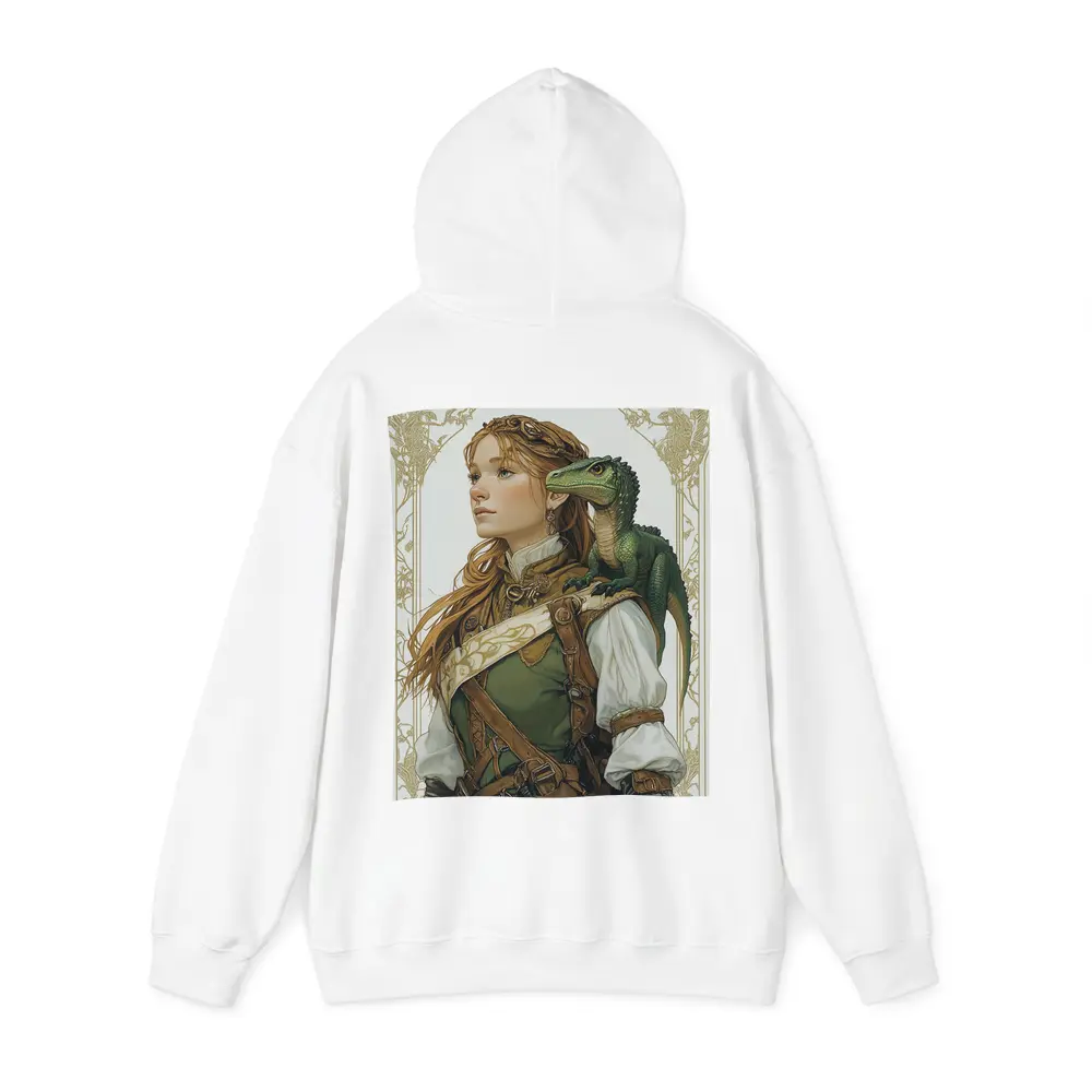 Fantasy Girl with Dragon Art Nouveau Style – Hoodies