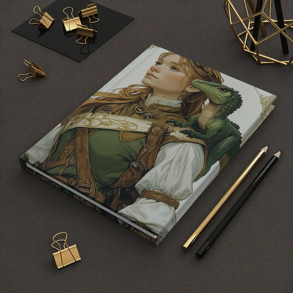 Fantasy Girl with Dragon Art Nouveau Style – Notebooks