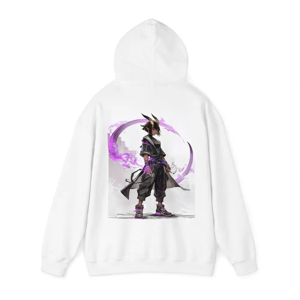 Dark Horned Warrior Purple Magic Anime Art – Hoodies