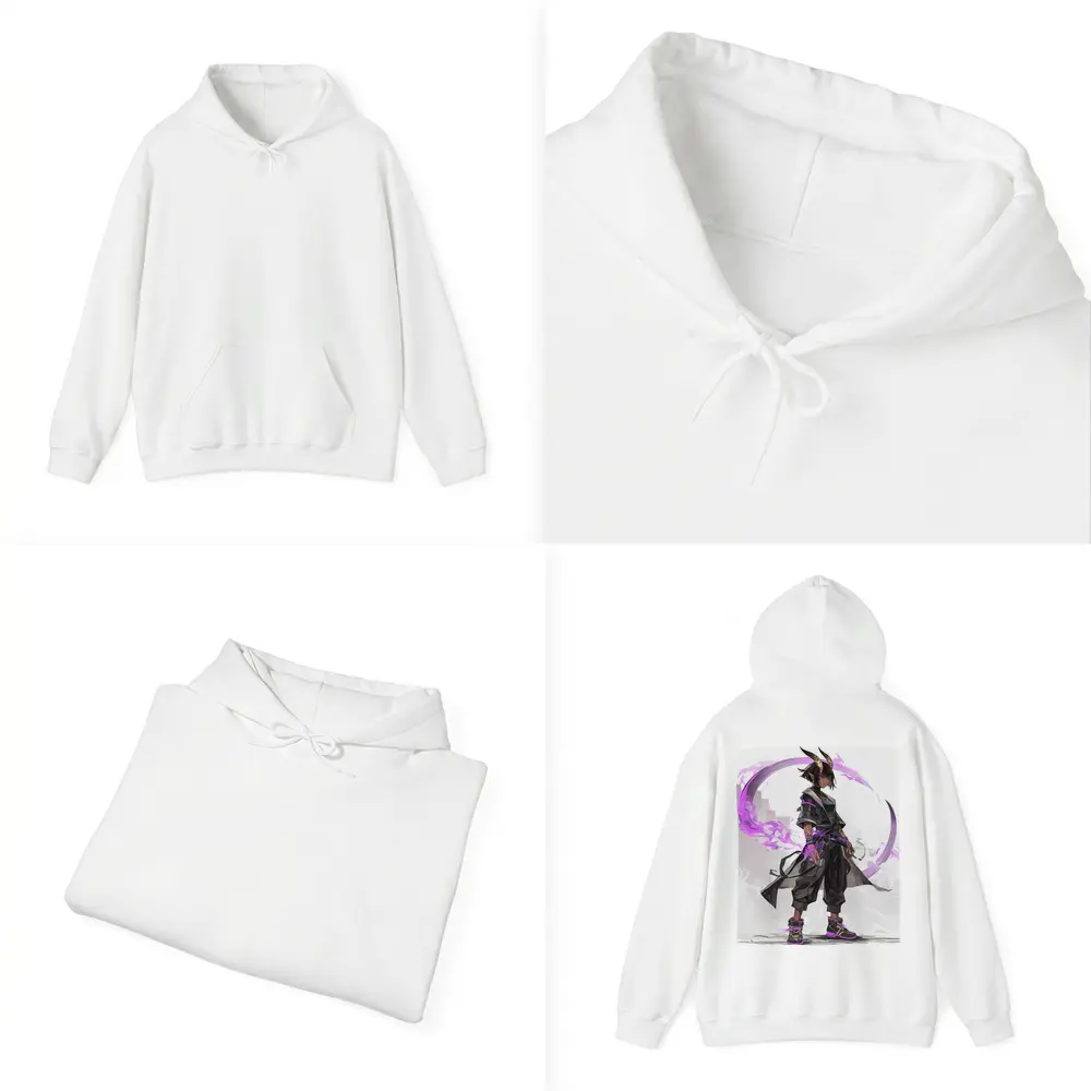 Dark Horned Warrior Purple Magic Anime Art – Hoodies