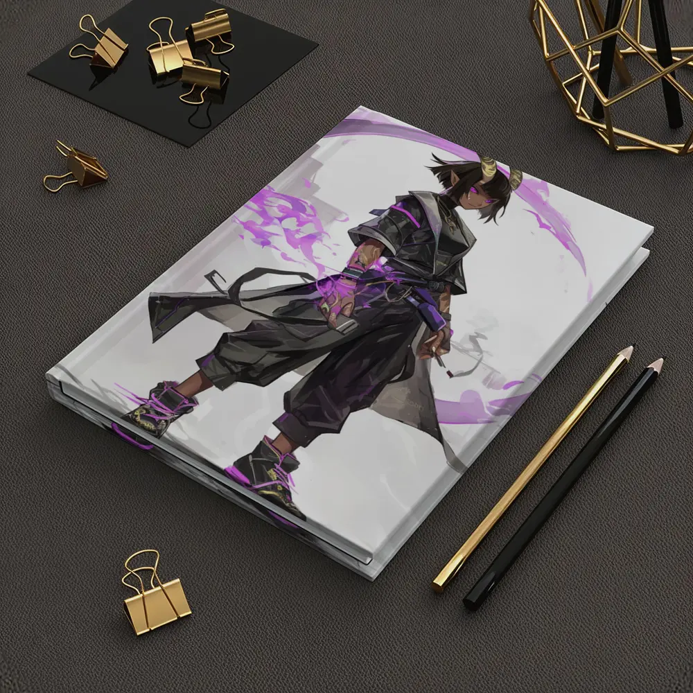 Dark Horned Warrior Purple Magic Anime Art – Notebooks