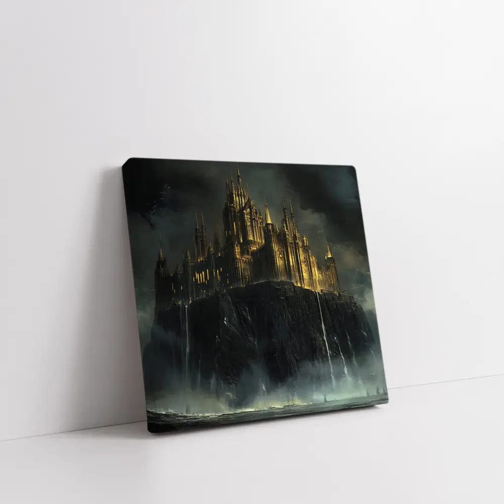 Dark Gothic Castle on Rocky Cliff Fantasy – Wall Art