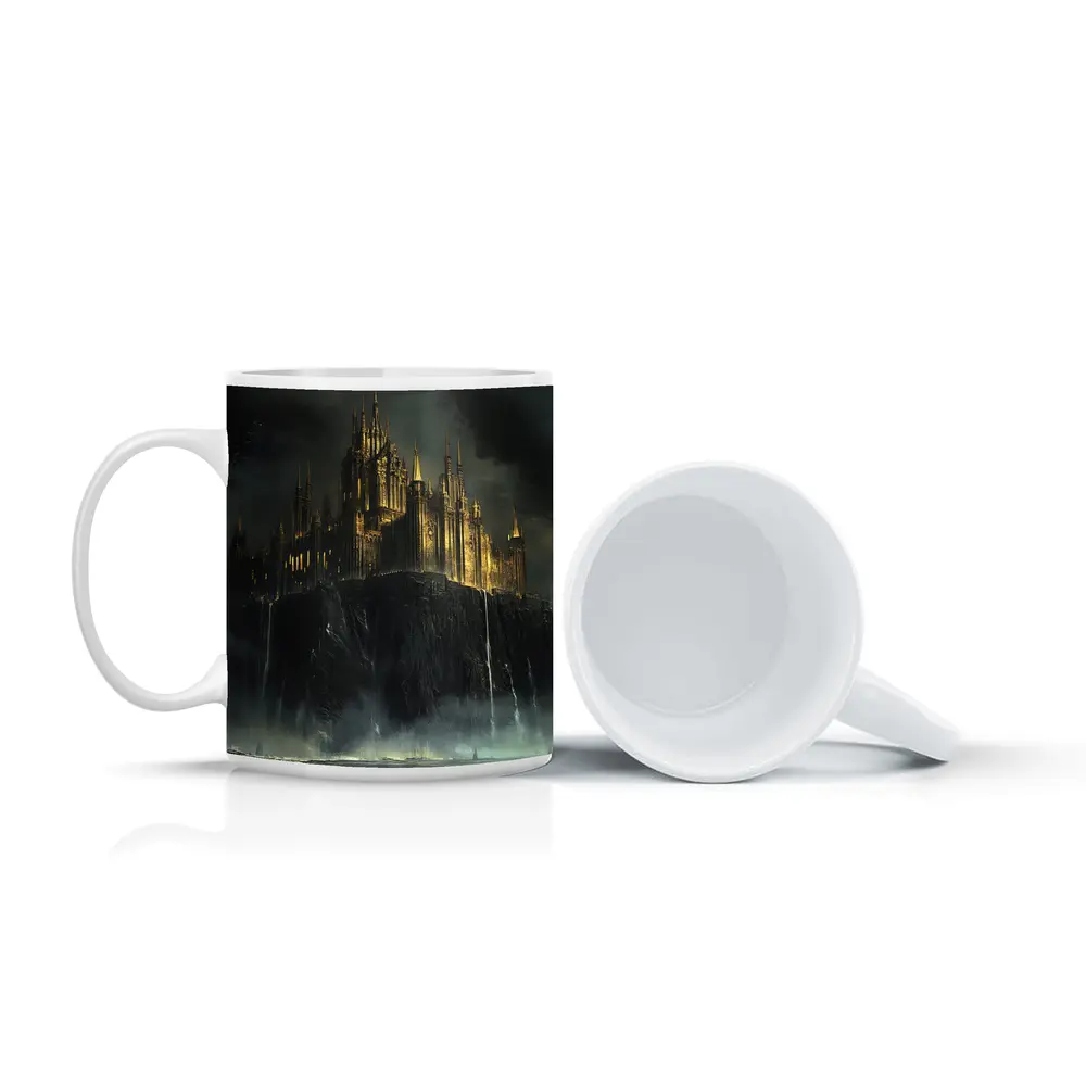 Dark Gothic Castle on Rocky Cliff Fantasy – Mugs