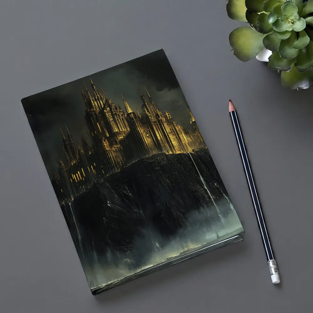 Dark Gothic Castle on Rocky Cliff Fantasy – Notebooks