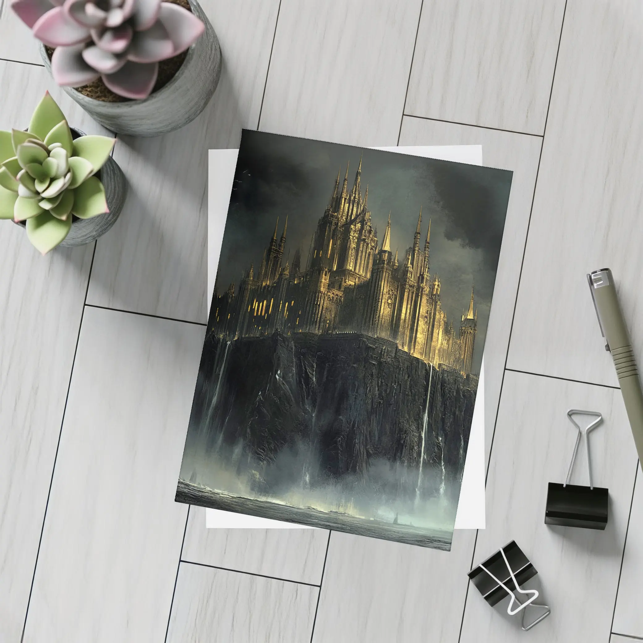 Dark Gothic Castle on Rocky Cliff Fantasy – Postcards