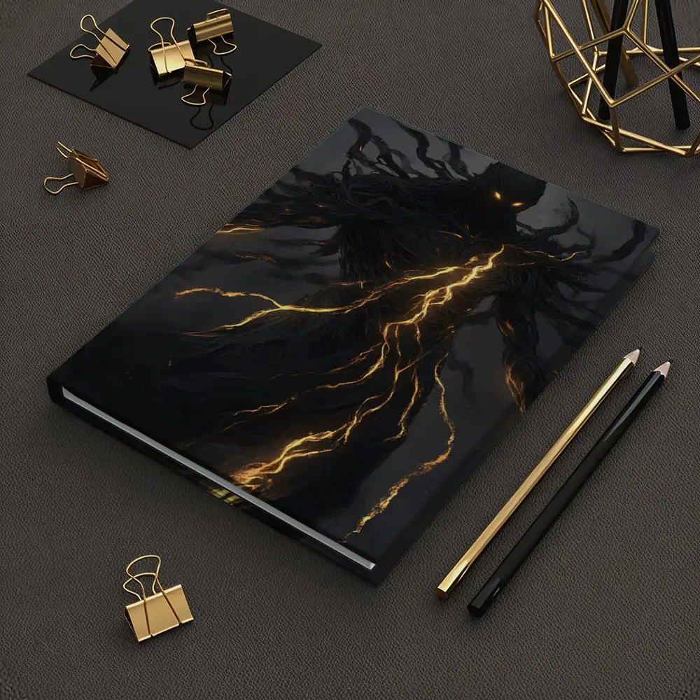Dark Shadow Demon Glowing Lightning Dark Background – Notebooks