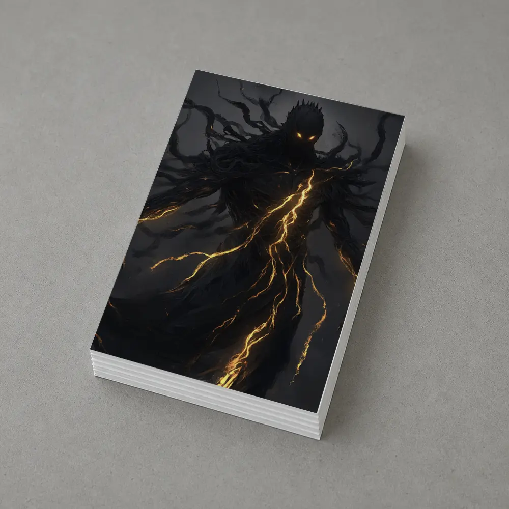 Dark Shadow Demon Glowing Lightning Dark Background – Postcards