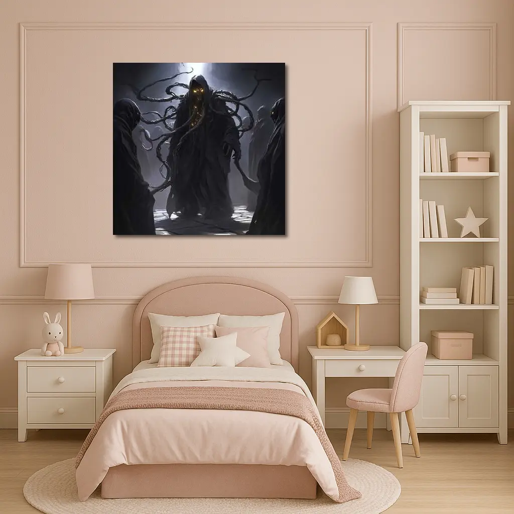 Dark Tentacle Wraith Glowing Eyes Fantasy – Wall Art