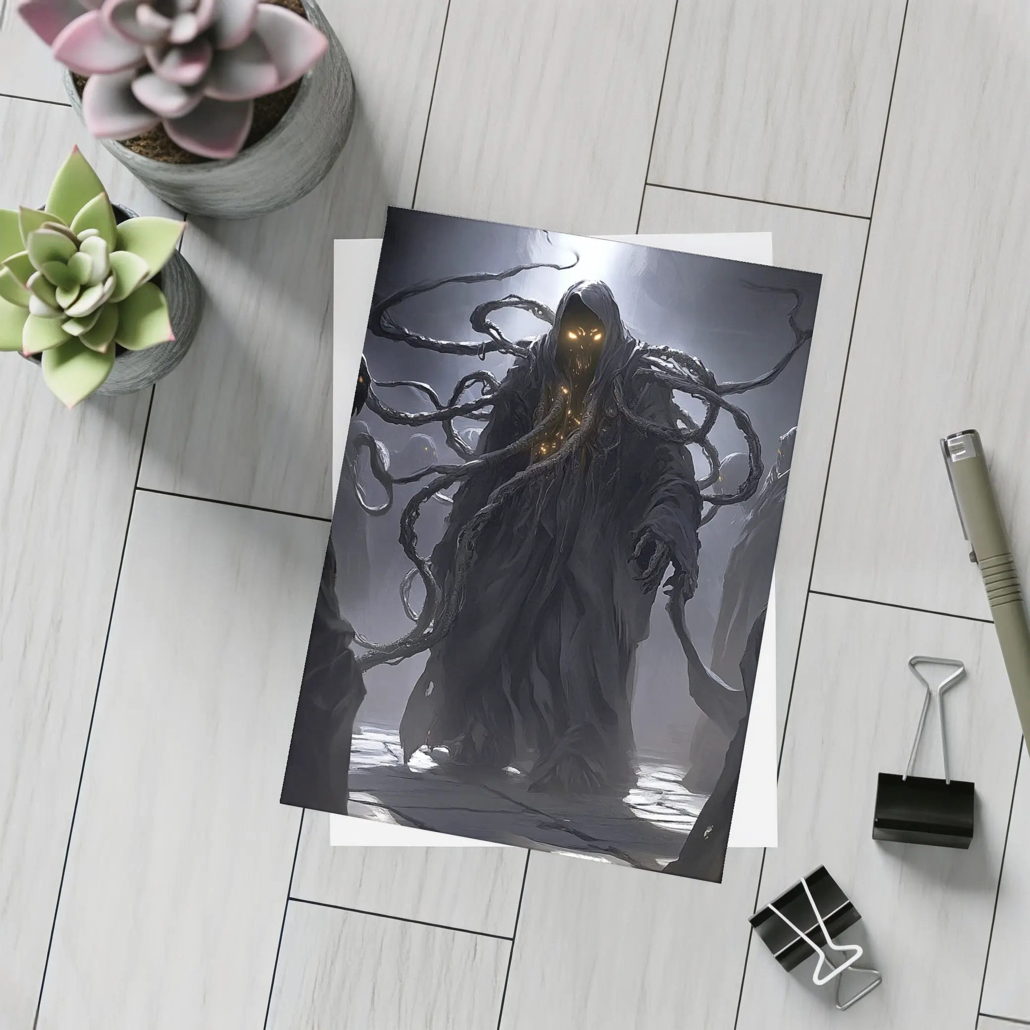 Dark Tentacle Wraith Glowing Eyes Fantasy – Postcards