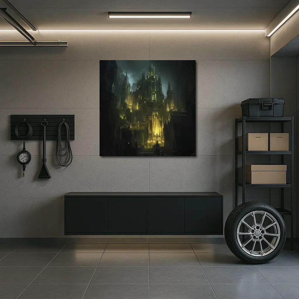 Dark Gothic Castle Green Night Fantasy Art – Wall Art