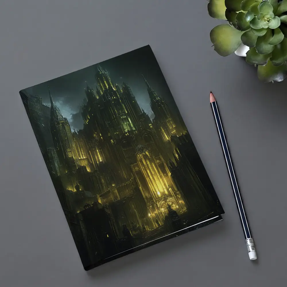 Dark Gothic Castle Green Night Fantasy Art – Notebooks