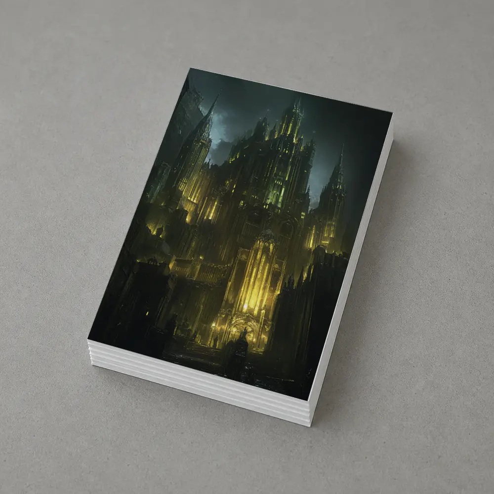 Dark Gothic Castle Green Night Fantasy Art – Postcards
