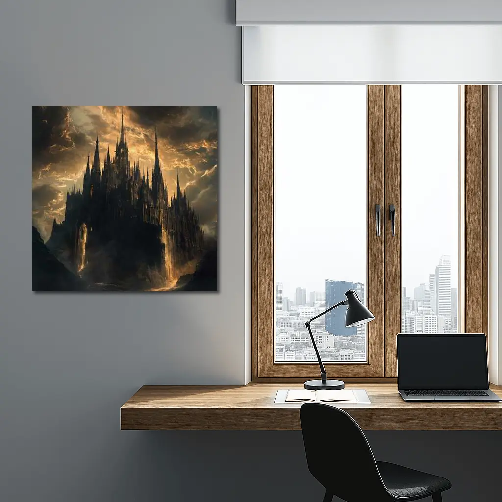 Dark Gothic Castle Dramatic Stormy Sky Fantasy – Wall Art