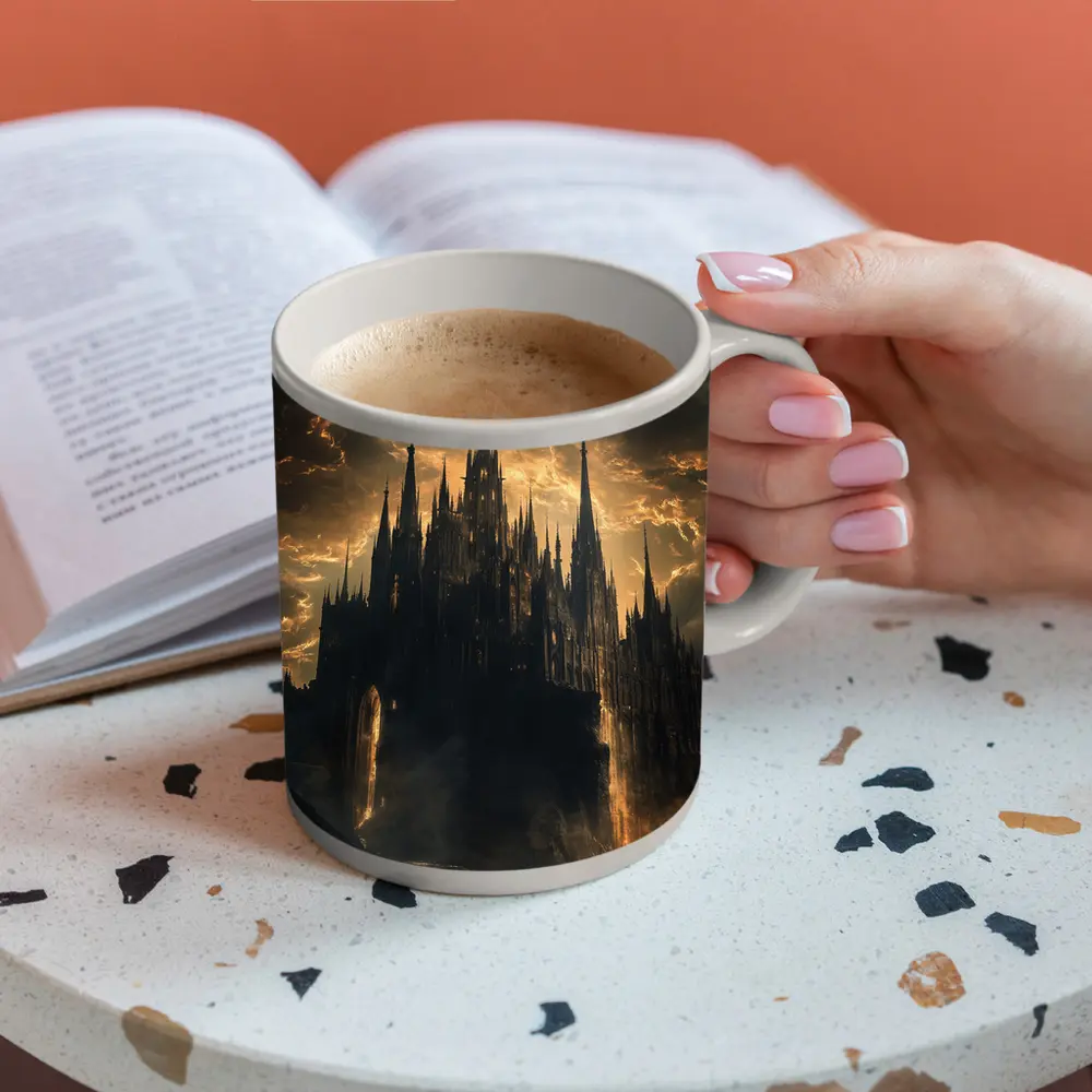 Dark Gothic Castle Dramatic Stormy Sky Fantasy – Mugs
