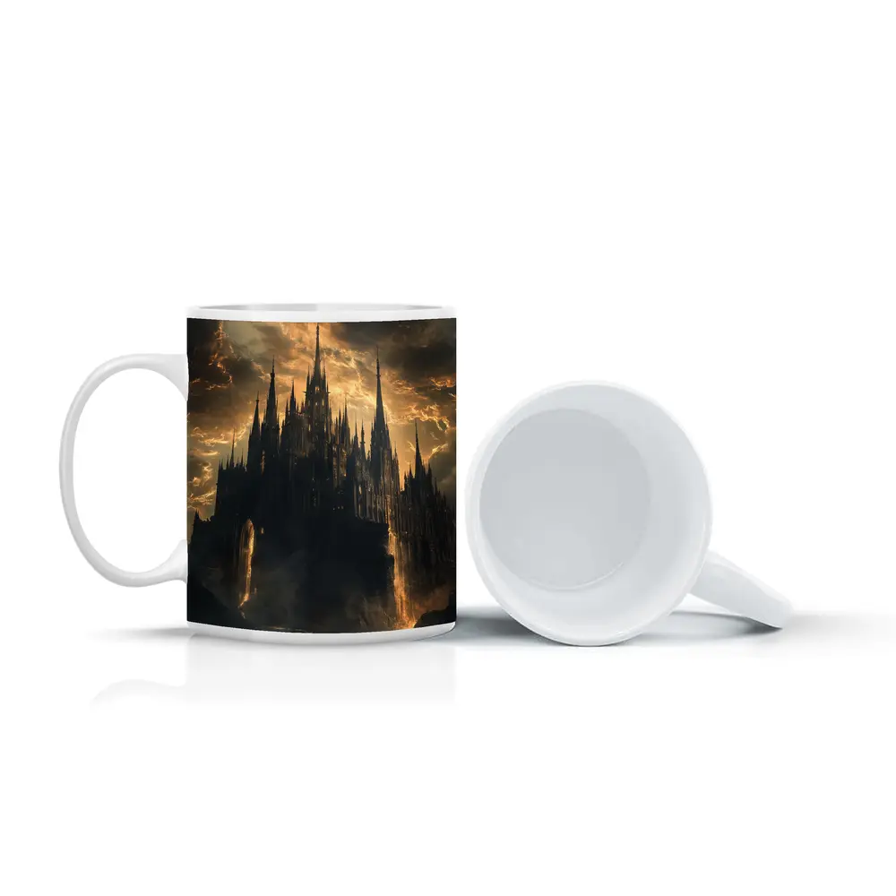 Dark Gothic Castle Dramatic Stormy Sky Fantasy – Mugs
