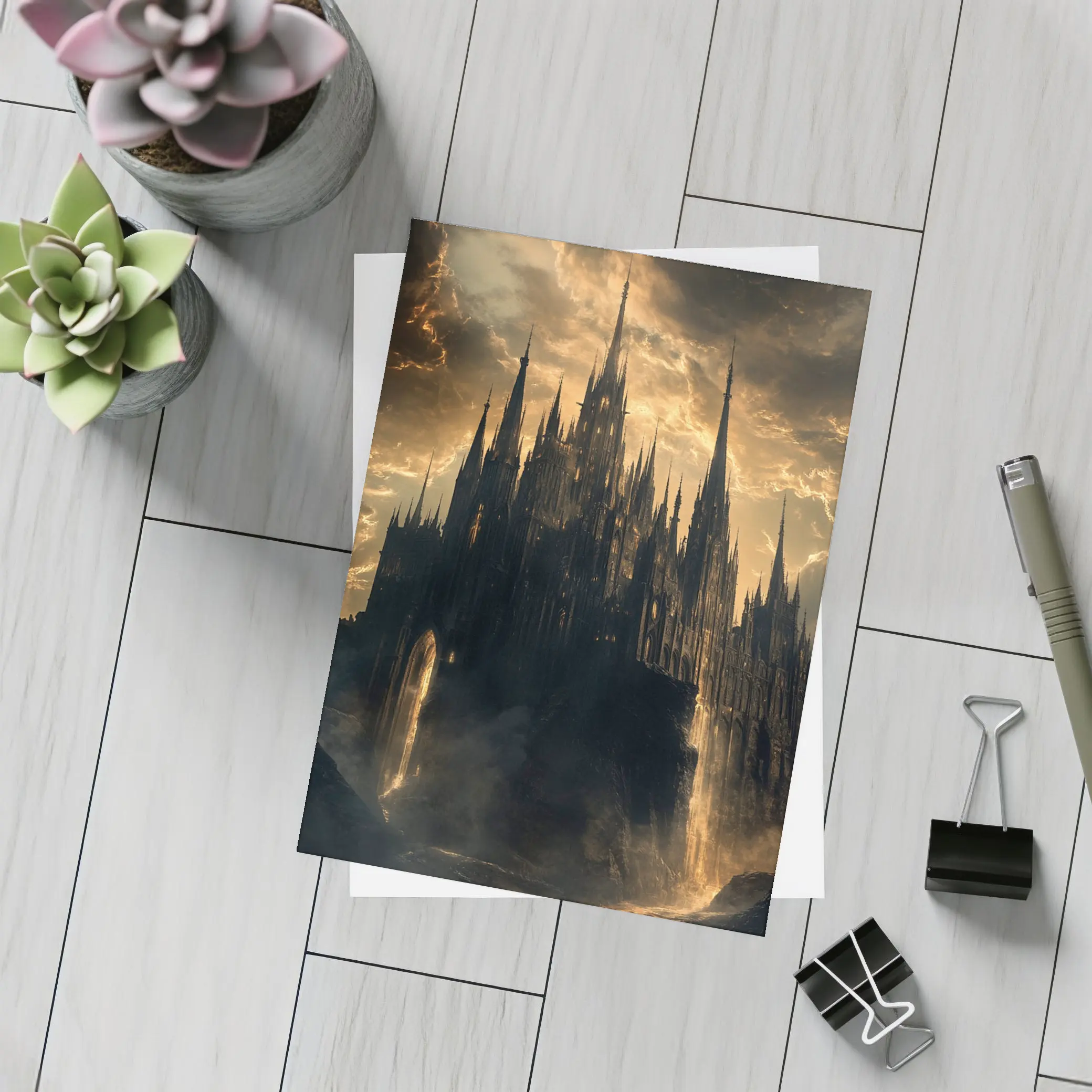 Dark Gothic Castle Dramatic Stormy Sky Fantasy – Postcards