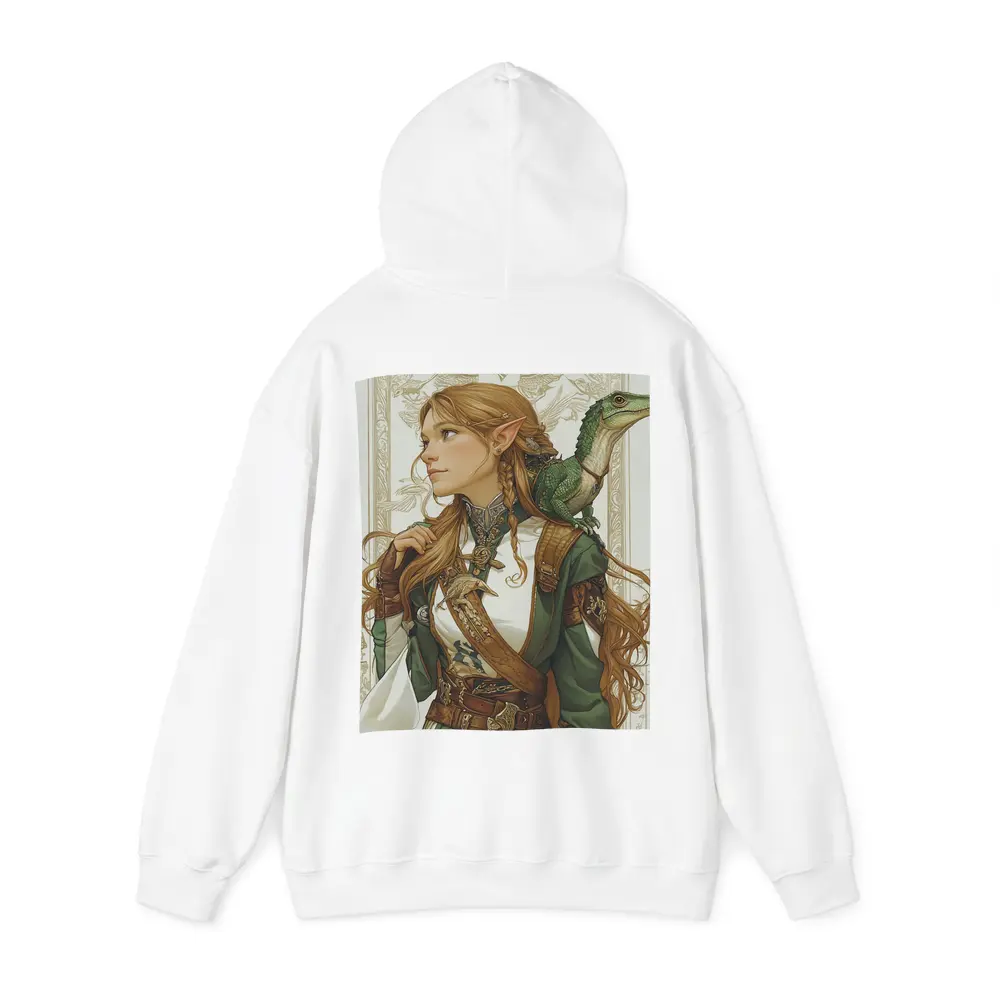 Elf Warrior Girl With Green Lizard Fantasy – Hoodies
