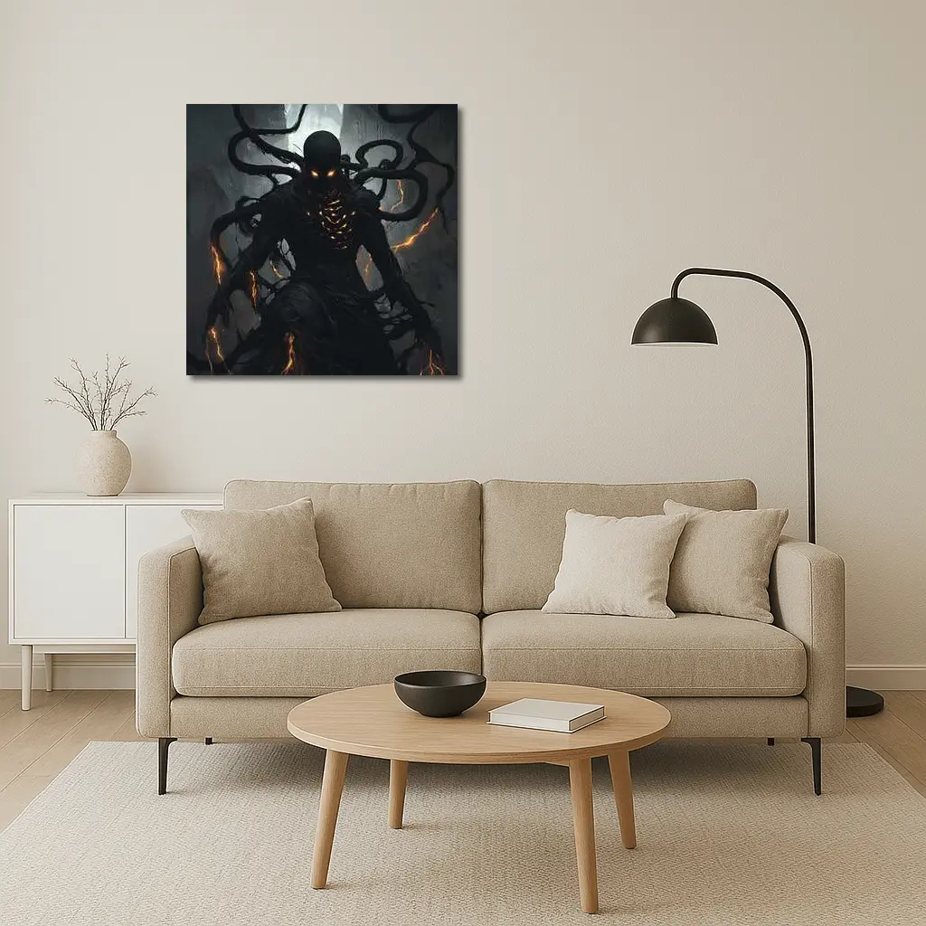 Dark Shadow Creature Glowing Eyes Fantasy Art – Wall Art