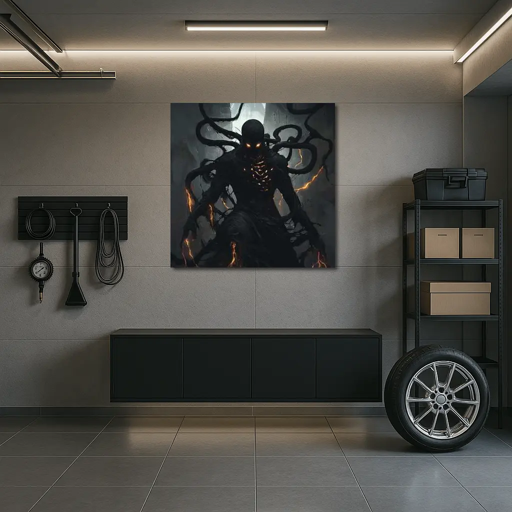 Dark Shadow Creature Glowing Eyes Fantasy Art – Wall Art