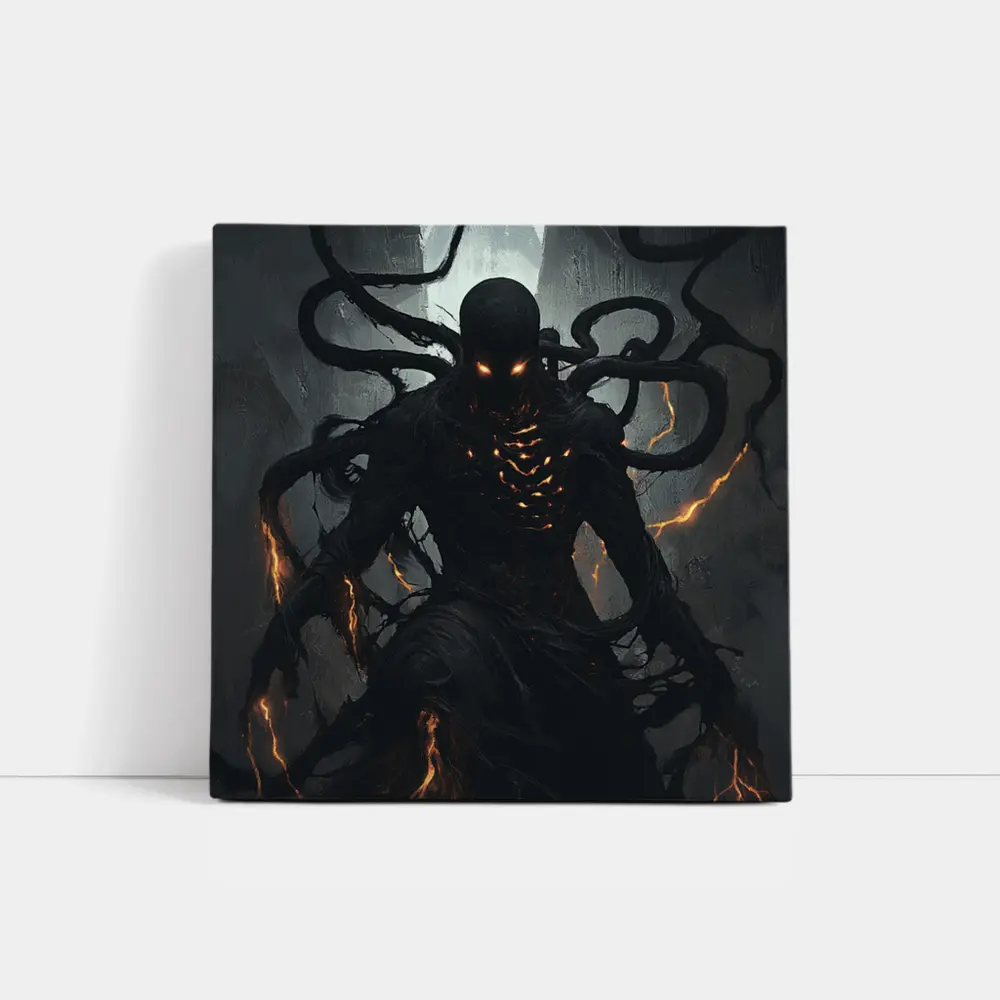 Dark Shadow Creature Glowing Eyes Fantasy Art – Wall Art
