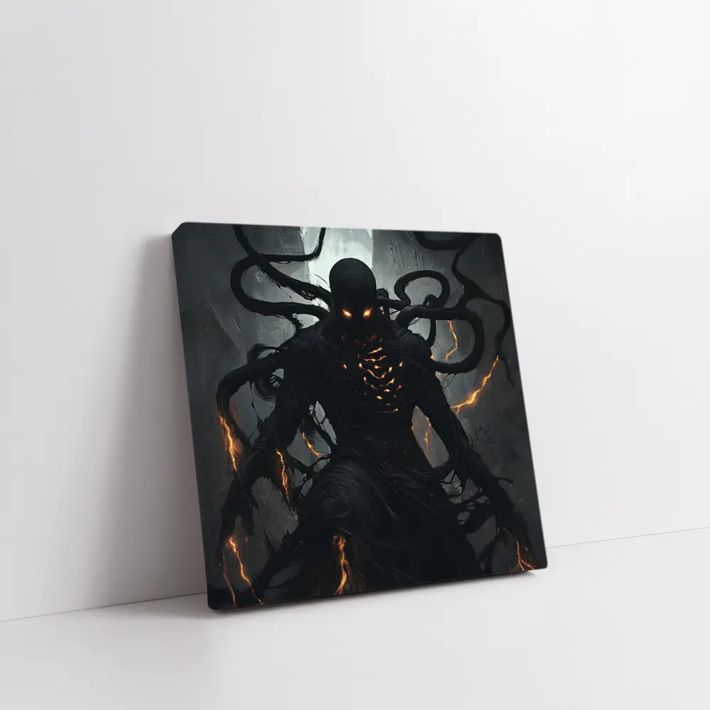 Dark Shadow Creature Glowing Eyes Fantasy Art – Wall Art