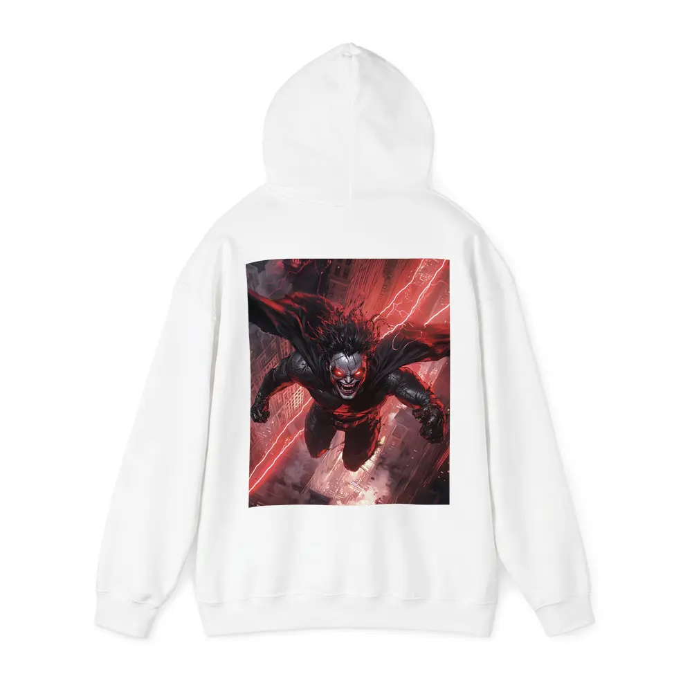 Dark Villain Flying Over Burning City – Hoodies