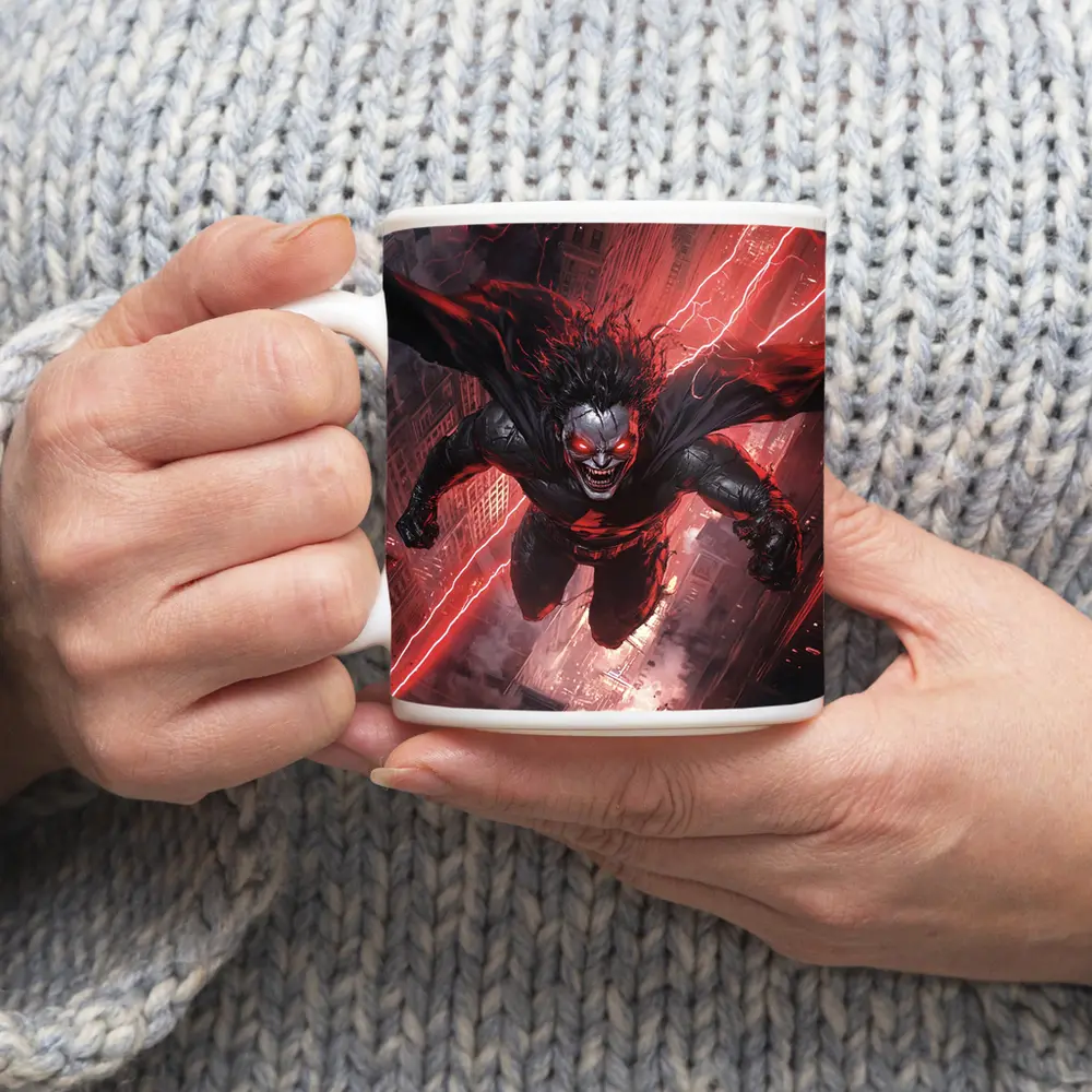 Dark Villain Flying Over Burning City – Mugs