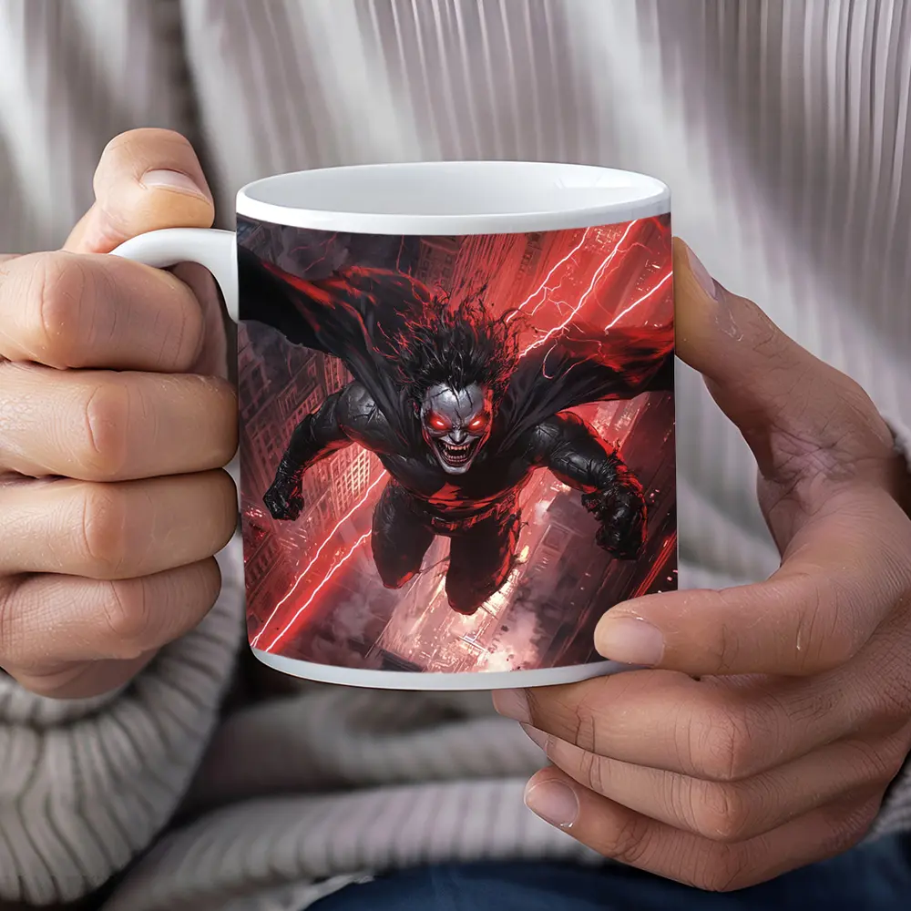 Dark Villain Flying Over Burning City – Mugs