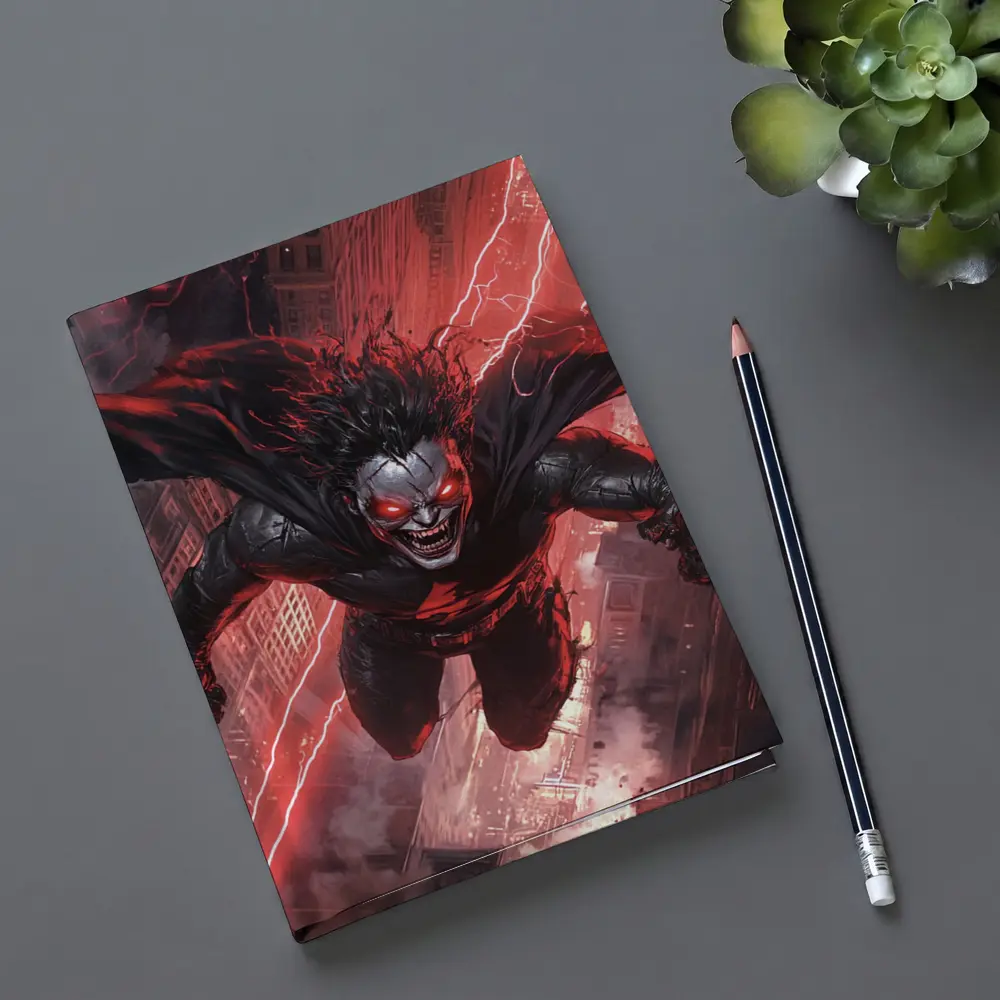 Dark Villain Flying Over Burning City – Notebooks